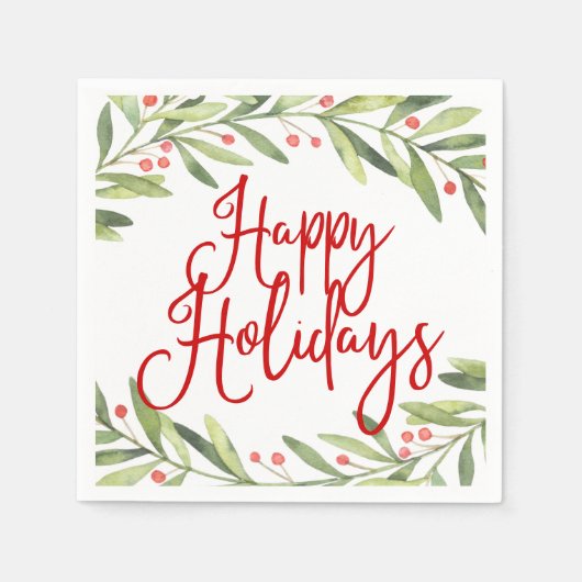 Prettige feestdagen Krans Kerstmis Cocktail Party Servet (Voorkant)