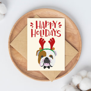 prettige feestdagen - Kute English Bulldog Kerstmi Briefkaart