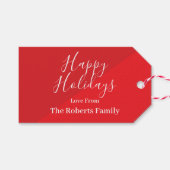 Prettige feestdagen Label Aangepast rood Cadeaulabel (Voorkant (Horizontaal))