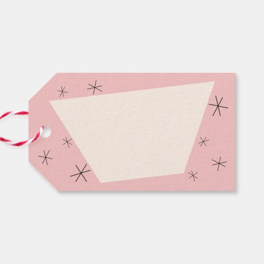 Prettige feestdagen label Flamingo Santa Pink Cadeaulabel (Achterkant Horizontaal)