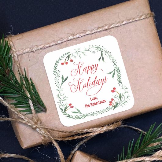 Prettige feestdagen Labels, Cadeau Labels, Vakanti Vierkante Sticker