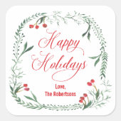 Prettige feestdagen Labels, Cadeau Labels, Vakanti Vierkante Sticker (Voorkant)