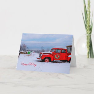 Prettige feestdagen Land Snow Red Truck Kaart