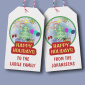 Prettige feestdagen Leuk Kleurrijk Vet en Helder Cadeaulabel