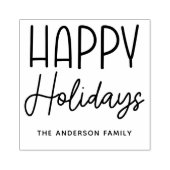 Prettige feestdagen Leuk script familienaam kerst Rubberstempel (Afrduk)