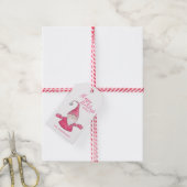 Prettige feestdagen Leuke Gnome Moderne Roze Kerst Cadeaulabel (Met Touw)