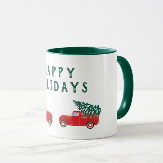 prettige feestdagen Little Pickup Truck-kerstbomen Mok (Voorkant rechts)