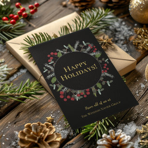 Prettige feestdagen logo Modern Wreath Gold Feestdagenkaart