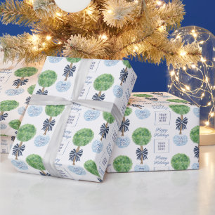 prettige feestdagen Logo Preppy Boxwood Kerstmis Cadeaupapier