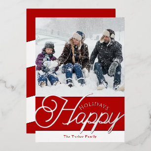 prettige feestdagen Manuscript Red & Silver FotoKe