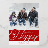 prettige feestdagen Manuscript Red & Silver FotoKe (Voorkant)