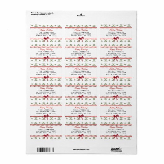 Prettige feestdagen Maretletoe Red Bow Custom Chri Etiket (Full Sheet)