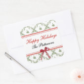 Prettige feestdagen Maretletoe Red Bow Custom Chri Vierkante Sticker (Envelop)