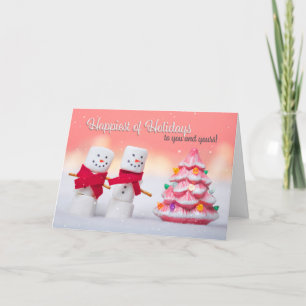 Prettige feestdagen ₩ Marshmallow Snowmen Kaart