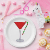 prettige feestdagen Martini Glass Papieren Bordje (Feest)