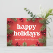 prettige feestdagen Matig Holly Berry Pine Needles Aankondiging (Staand voorkant)