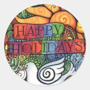 prettige feestdagen Merry KerstPeace Dove Ronde Sticker