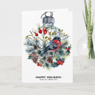 Prettige feestdagen Met Bird Ornament Kaart
