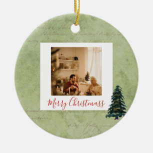 prettige feestdagen met foto Merry-kerstboom Keramisch Ornament