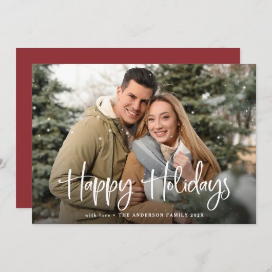 prettige feestdagen met je familiefoto feestdagenkaart (Voorkant / Achterkant)