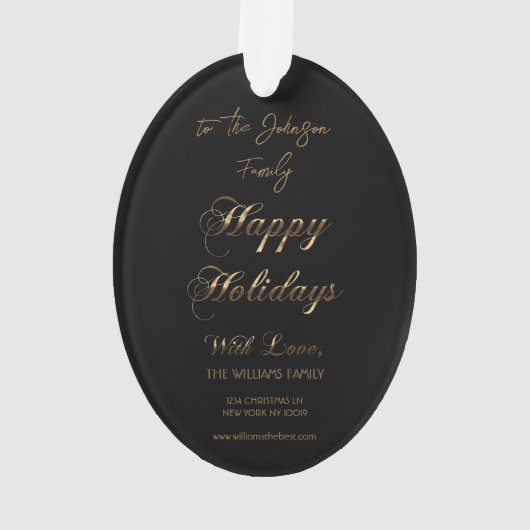 prettige feestdagen met liefde Voeg de naam zwart Ornament (achterkant)