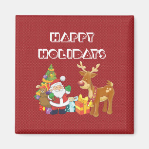 prettige feestdagen met Santa en Reindeer Magneet