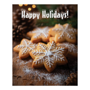 Prettige feestdagen Met sneeuwvlokvormige koekjes Perfect Poster