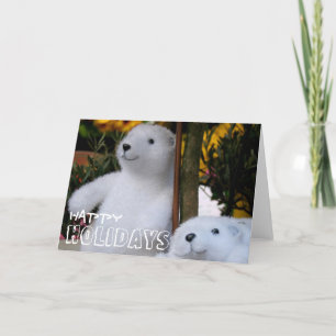 prettige feestdagen met White Teddy Bears - Greeti Kaart