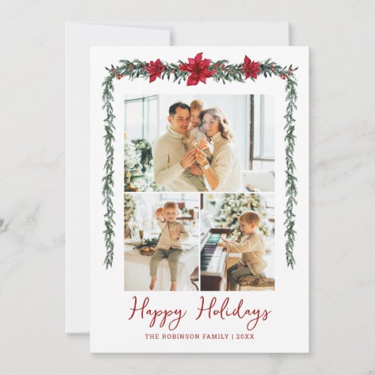 Prettige feestdagen Minimal Greenery Garland Feestdagenkaart (Voorkant)