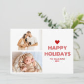 Prettige feestdagen Minimalistisch rood Feestdagenkaart (Staand voorkant)