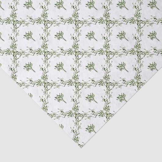 Prettige feestdagen Mistletoe Christmas Greenery F Tissuepapier (Detail)