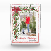 Prettige feestdagen Mistletoe Red Bow Family Fotoblokken (Voorkant)