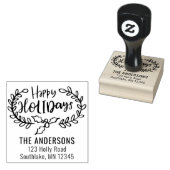 Prettige feestdagen Modern Brushscript-retouradres Rubberstempel (Gestempeld)