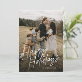 Prettige feestdagen Modern eenvoudig script? 2 Fot Feestdagenkaart (Staand voorkant)