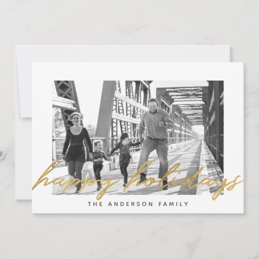 Prettige feestdagen Modern Goud Script Feestdagenkaart (Voorkant)