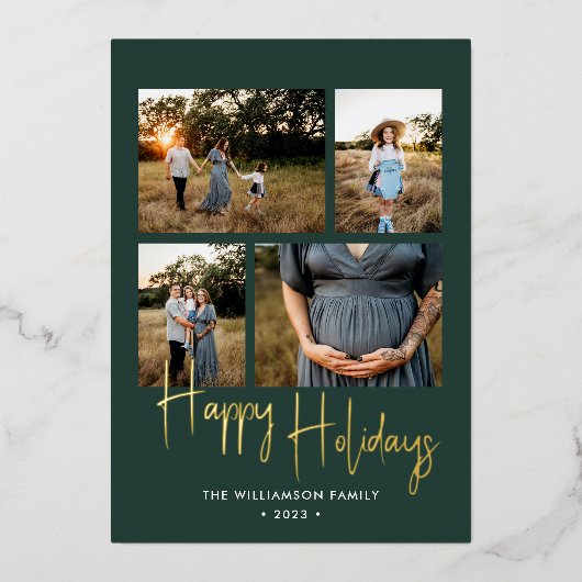 prettige feestdagen modern groen script 4 Foto Gol (Voorkant)