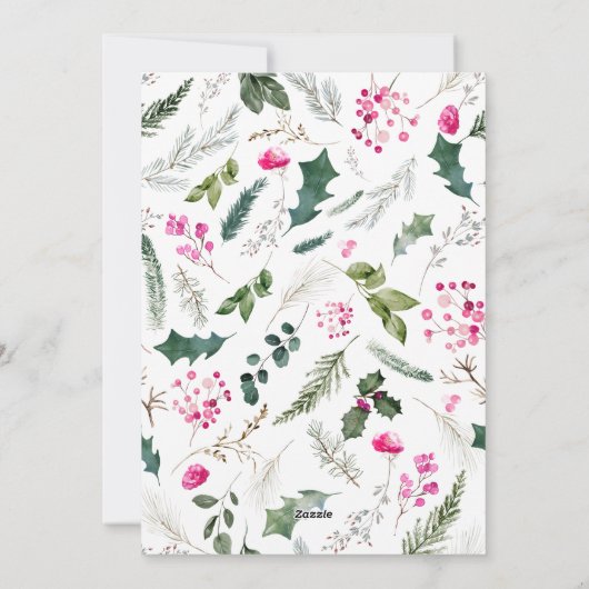 Prettige feestdagen Modern Heldere Roze & Groene B Feestdagenkaart (Achterkant)