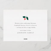 prettige feestdagen Modern Holly Berries Foliage (Achterkant)