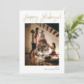 prettige feestdagen Modern Minimalist Gold Card Kaart (Staand voorkant)