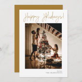 prettige feestdagen Modern Minimalist Gold Card Kaart (Voorkant / Achterkant)