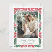 Prettige feestdagen Modern Poinsettia Script Feestdagenkaart (Voorkant)