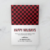 prettige feestdagen Modern Red Buffalo foto Kaart (Binnen)