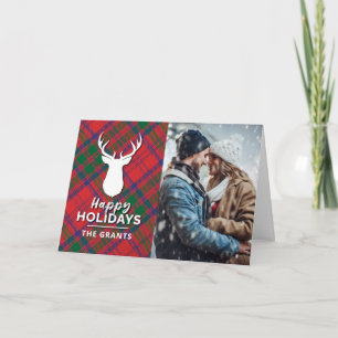 prettige feestdagen Modern Red Green Pset Tartan F Kaart