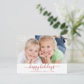 Prettige feestdagen Modern Script - Kerstfotokaart (Staand voorkant)