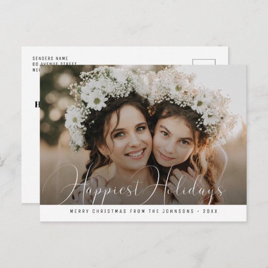 Prettige feestdagen Modern script - Kerstmis Briefkaart (Voorkant / Achterkant)