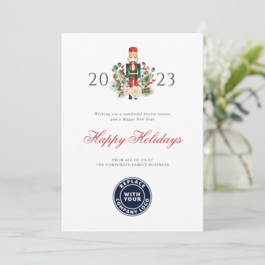 Prettige feestdagen Modern Script Nutcracker Feestdagenkaart (Staand voorkant)