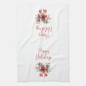 Prettige feestdagen Modern - Script Red Bow Theedoek (Verticaal)