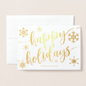 prettige feestdagen Modern Script Snowflake Corpor Folie Kaarten (Voorkant met envelop)