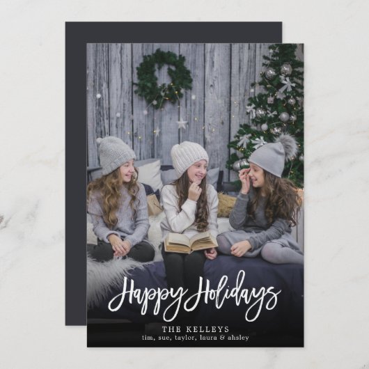 prettige feestdagen modern script, verticale volle feestdagenkaart (Voorkant / Achterkant)