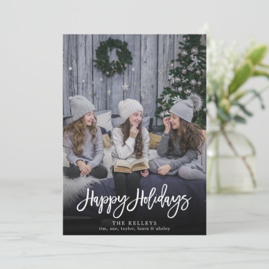 prettige feestdagen modern script, verticale volle feestdagenkaart (Staand voorkant)